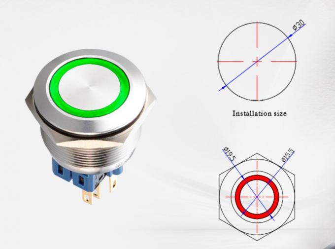 Power On Off Metal Push Button Switches 30mm Illuminated Ring Type LED
