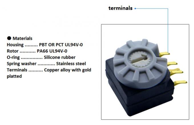OEM / ODM Electronic Switches 16 Position Coded Rotary Switch 10x10mm