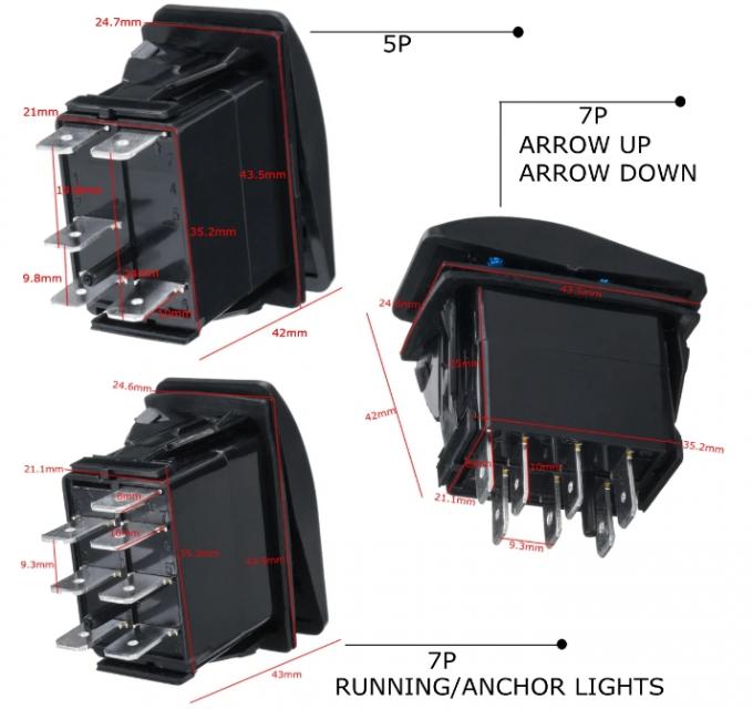 Blue LED 5 Pin Driving Lights Rocker Switch On-Off LED Light BAR 20A ...
