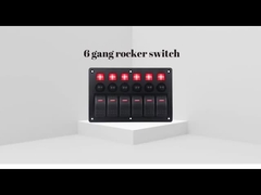 DC 12V 6 Gang Rocker Switch Panel With Red Light LED For Car Boat