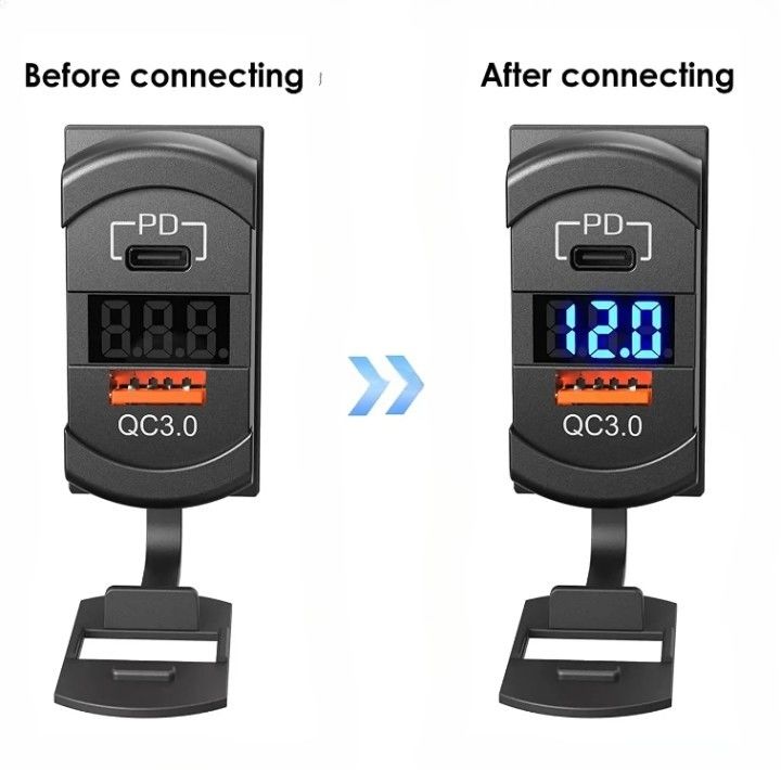 12v 24v Usb Charger Rocker Switch Fast Charge Socket Waterproof Quick Dual Pd Qc3.0 For Cars Boat