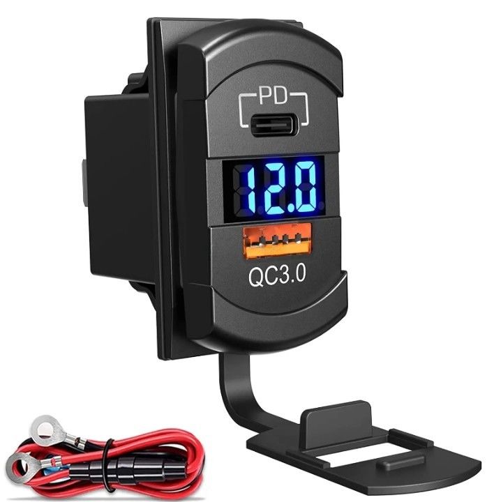 12v 24v Usb Charger Rocker Switch Fast Charge Socket Waterproof Quick Dual Pd Qc3.0 For Cars Boat
