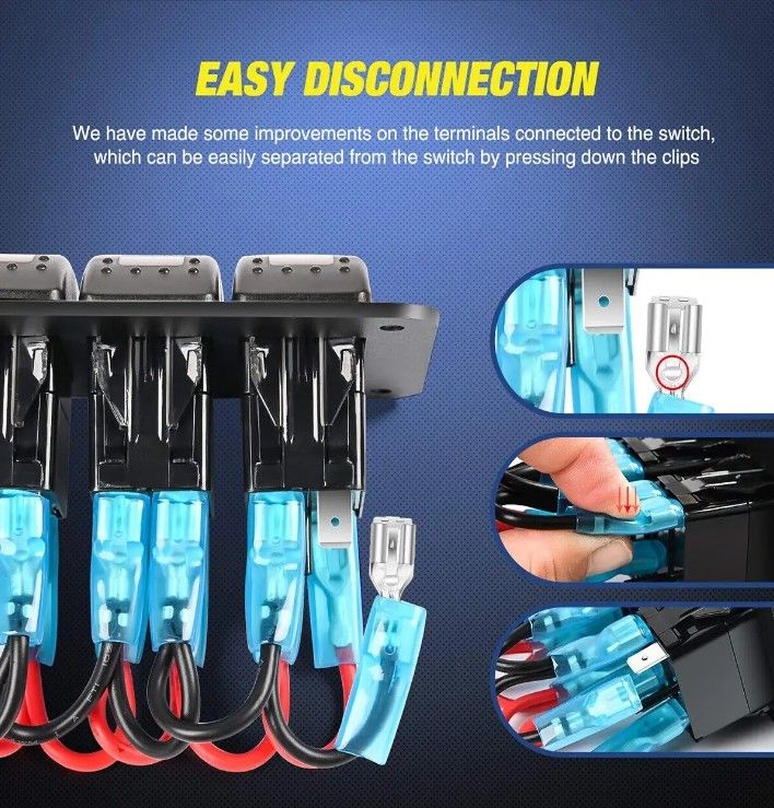 DC12V 24V 3 Gang Red LED Light Rocker Switch Panel Box With Dual 4.8A USB Charger Voltmeter For Car Marine Trucks Boats