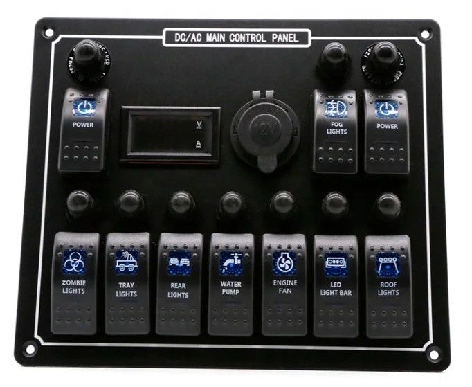 10 Gang Switch Panel USB Fast Dual Charger Socket Panel With Light Multi Function Boat Switch Panel Marine Power System