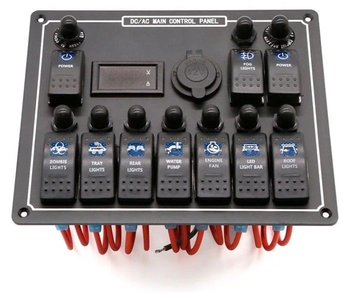 10 Gang Switch Panel USB Fast Dual Charger Socket Panel With Light Multi Function Boat Switch Panel Marine Power System