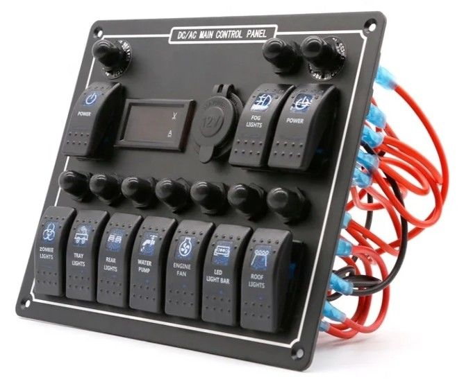 10 Gang Switch Panel USB Fast Dual Charger Socket Panel With Light Multi Function Boat Switch Panel Marine Power System