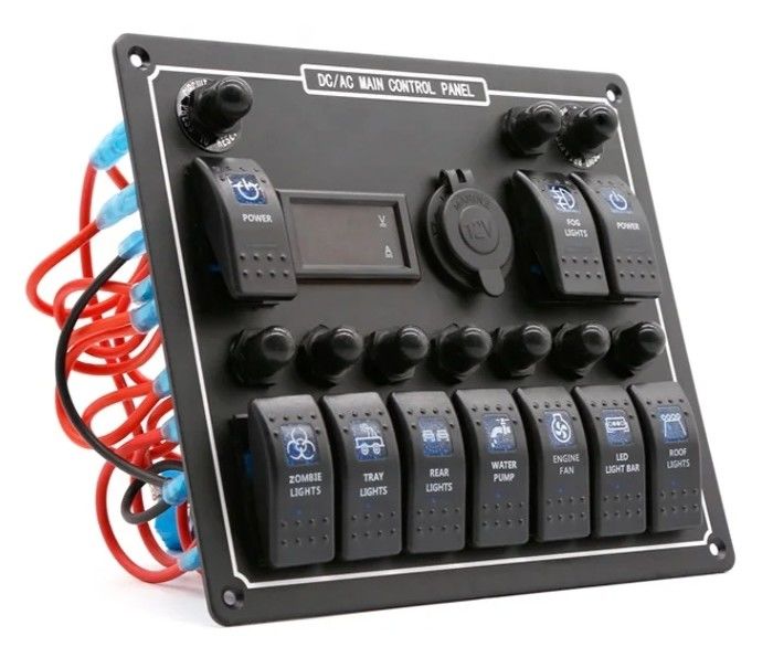10 Gang Switch Panel USB Fast Dual Charger Socket Panel With Light Multi Function Boat Switch Panel Marine Power System