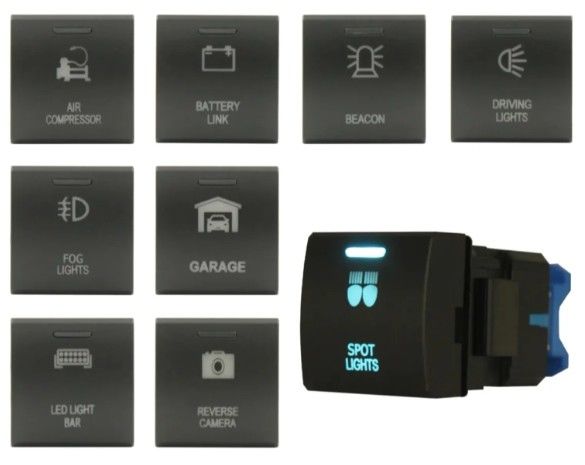Custom Logo DC 12V 3A Reverse Camera LED Push Button Switch For Toyota Square Landcruiser Prado