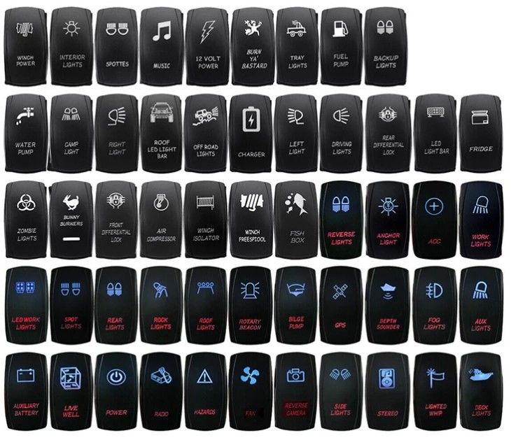 12V 24V Oem Customized Symbol Marine LED Waterproof 24 Volt Marine 4 Pin 5Pin Onoffon Rocker Switch