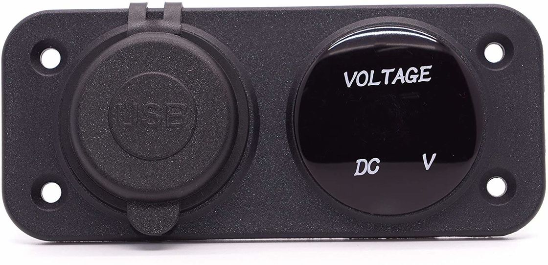 DC 12V 24V LED Digital Voltmeter Dual USB Outlet Power Socket Panel 3.1A Charger