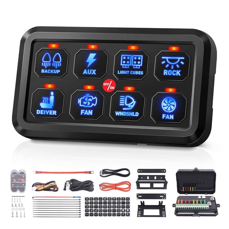 ABS Material 8 Gang Spod Switch Panel 600w Combination Switch Type