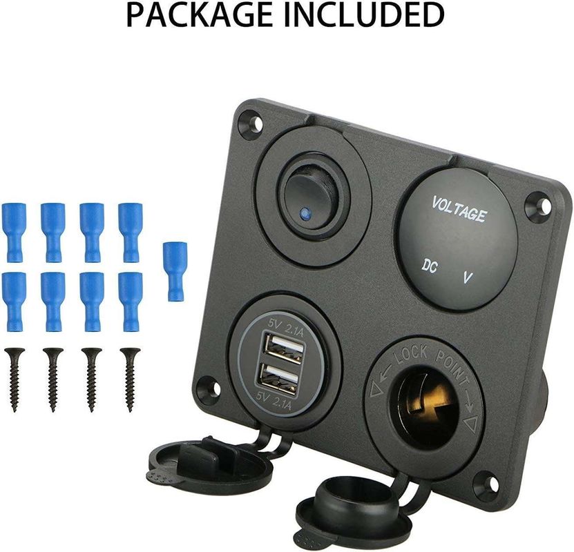 Custom Automotive Switch Panel Cigarette Lighter Socket & LED Lighted ON Off Rocker Toggle Switch