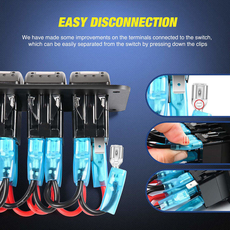 DC12V 24V 3 Gang Red LED Light Rocker Switch Panel Box With Dual 4.8A USB Charger