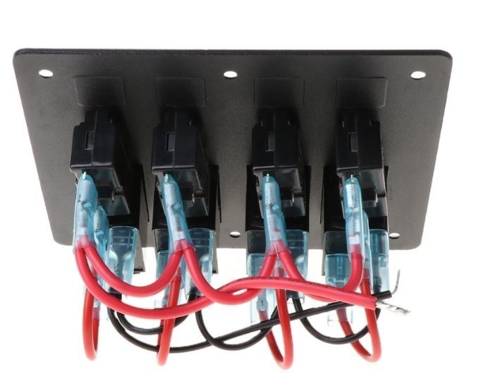 DC 12V 6 Gang Rocker Switch Panel With Red Light LED For Car Boat