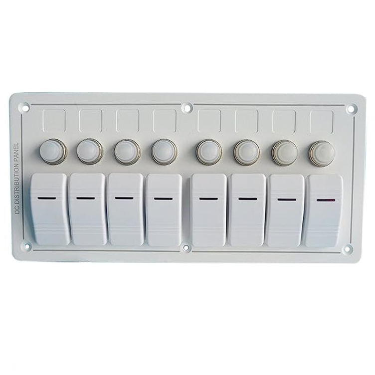 12-24V 6 Gang Boat Switch Panel Blue LED Rocker On-Off Optional Circuit ...